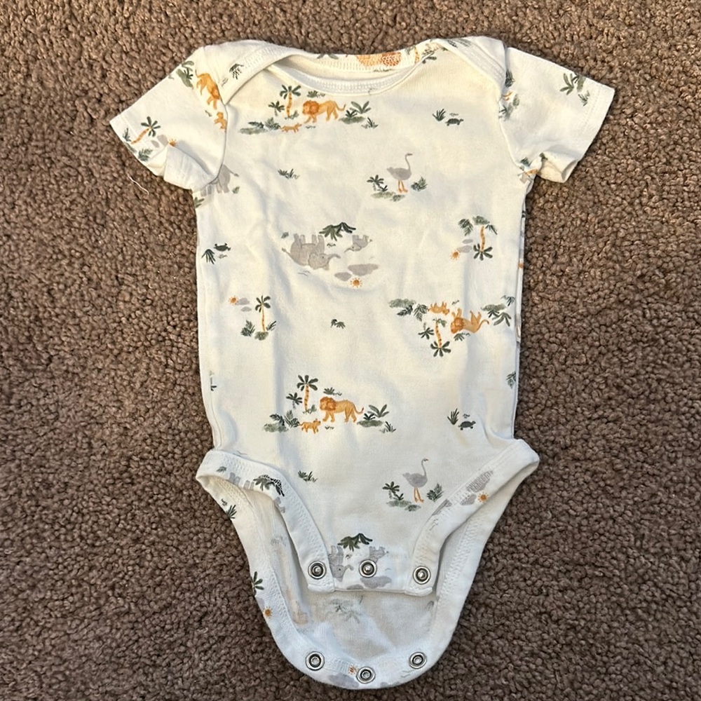 Carter's White and Orange Bodysuit Soft Snap-Bottom Design